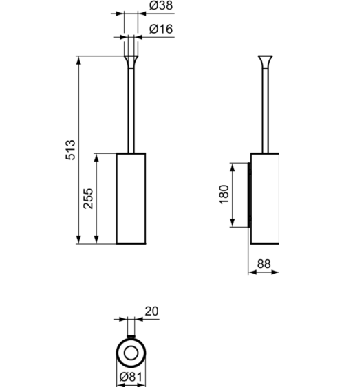 Ideal Standard La Dolce Vita pakabinamas WC šepetys, pasirinkite spalvą