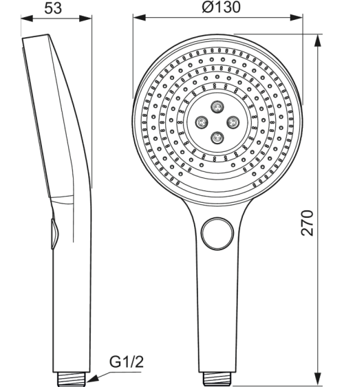 Ideal Standard Solos rankinis dušelis, 3-jų funkcijų, pasirinkite spalvą