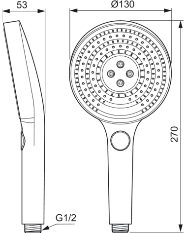 Ideal Standard Solos rankinis dušelis, 3-jų funkcijų, pasirinkite spalvą