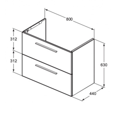 KOMPLEKTAS: Ideal Standard I.Life A vonios spintelė su praustuvu 80cm, Balta matinė spalva