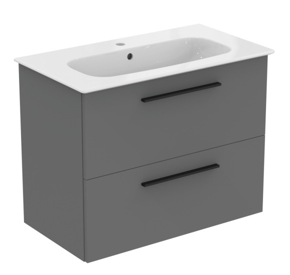 KOMPLEKTAS: Ideal Standard I.Life A vonios spintelė su praustuvu 80cm, Quartz grey matt spalva