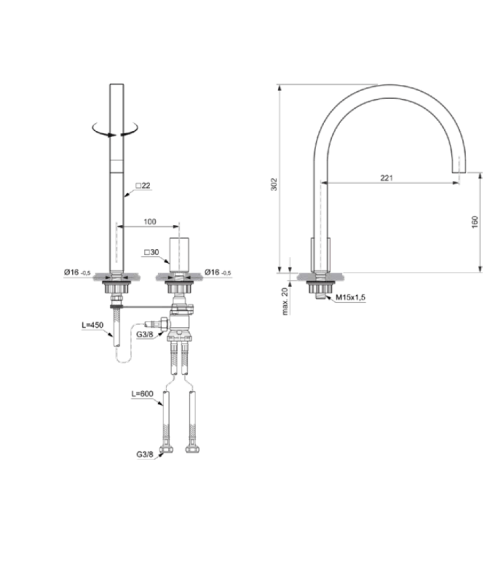 Ideal Standard Solos 2-jų dalių stačių formų maišytuvas praustuvui, pasirinkite spalvą