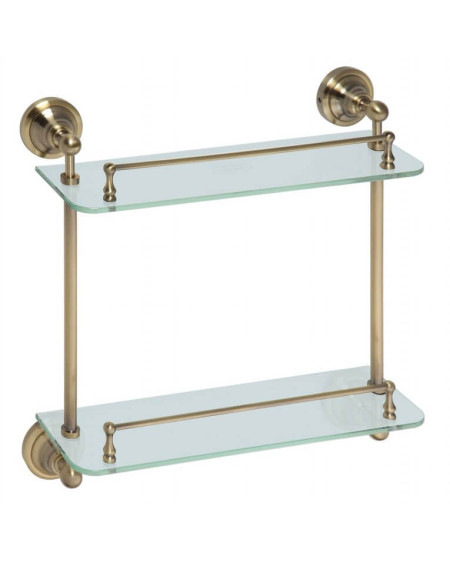 Bemeta Retro dviguba rankšluosčių stiklinė lentynėlė  (bronzos spalvos)