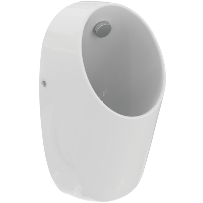 Ideal Standard i.life Rimless pisuaras, pajungimas iš galo, komplekte sifonas ir pajungimo elementai, baltos blizgios spalvos