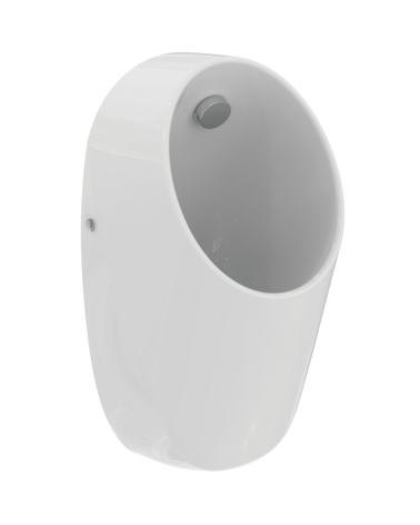 Ideal Standard i.life Rimless pisuaras, pajungimas iš galo, komplekte sifonas ir pajungimo elementai, baltos blizgios spalvos