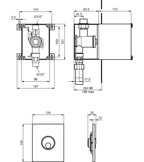 Ideal Standard Septa Pro™ U3 pisuaro mytukas su potinkiniu nuleidimo mechanizmu, pasirinkite spalvą