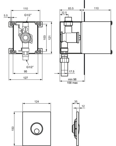 Ideal Standard Septa Pro™ U3 pisuaro mytukas su potinkiniu nuleidimo mechanizmu, pasirinkite spalvą