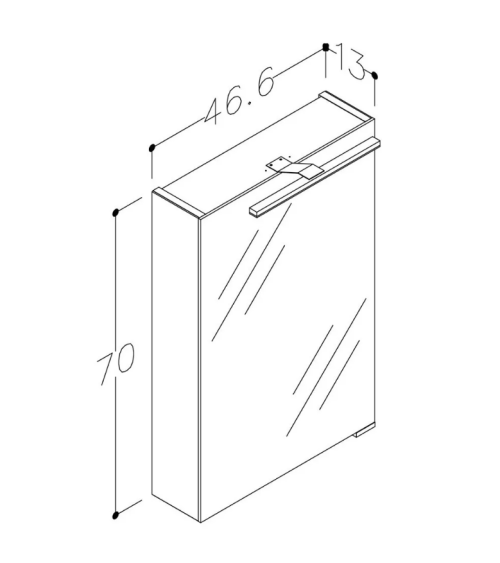 KAMĖ Garda veidrodinė spintelė su LED apšvietimu, 46 x 70 x 13 cm