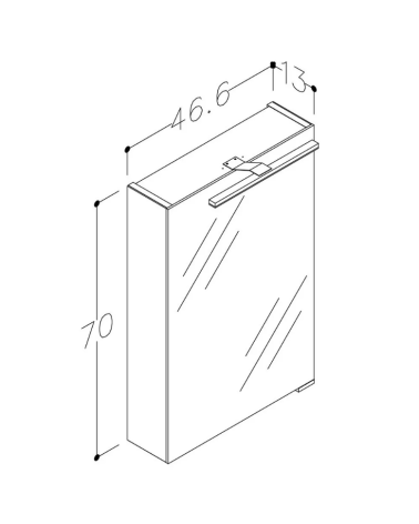 KAMĖ Garda veidrodinė spintelė su LED apšvietimu, 46 x 70 x 13 cm