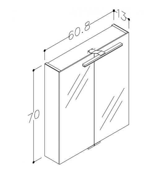 KAMĖ Garda veidrodinė spintelė su LED apšvietimu 60 x 70 x 13 cm