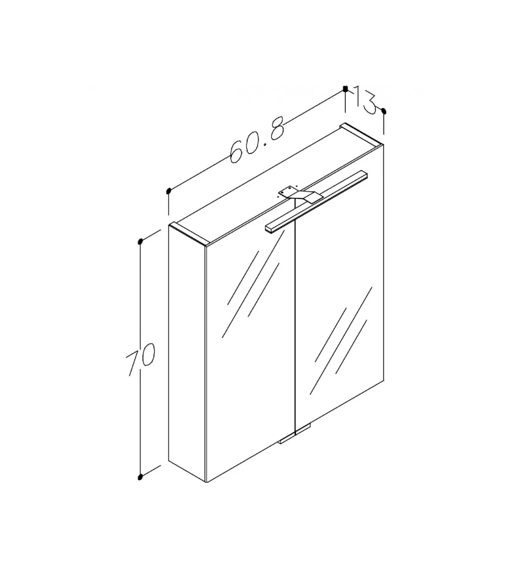 KAMĖ Garda veidrodinė spintelė su LED apšvietimu 60 x 70 x 13 cm