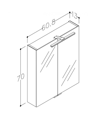 KAMĖ Garda veidrodinė spintelė su LED apšvietimu 60 x 70 x 13 cm