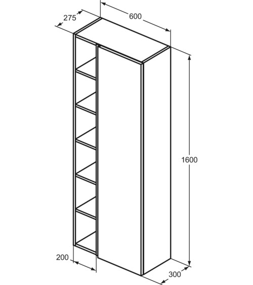 Ideal Standard Finesse pakabinama ūkinė spintelė, 60 x 160 cm, pasirinkite spalvą