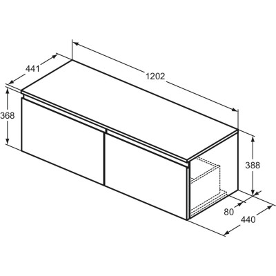 Ideal Standard Finesse pakabinama spintelė praustuvui, 120 x 44 cm, pasirinkite spalvą