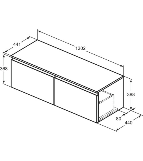 Ideal Standard Finesse pakabinama spintelė praustuvui, 120 x 44 cm, pasirinkite spalvą