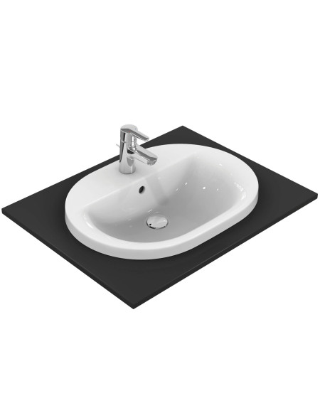 Ideal Standard CONNECT į stalviršį įleidžiamas praustuvas, 62 cm, su skyle maišytuvui, baltos blizgios spalvos