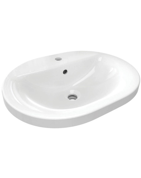 Ideal Standard CONNECT į stalviršį įleidžiamas praustuvas, 55 cm, su skyle maišytuvui, baltos blizgios spalvos