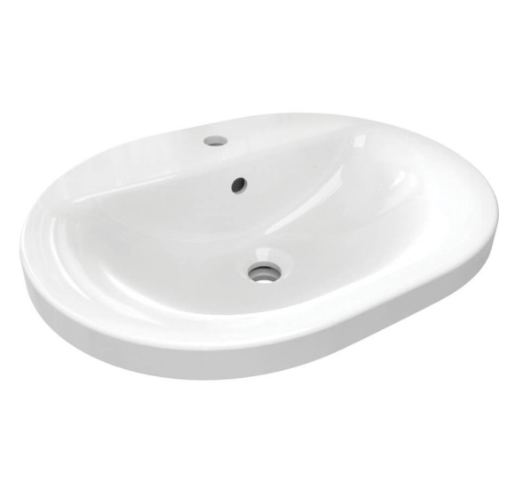 Ideal Standard CONNECT į stalviršį įleidžiamas praustuvas, 55 cm, su skyle maišytuvui, baltos blizgios spalvos