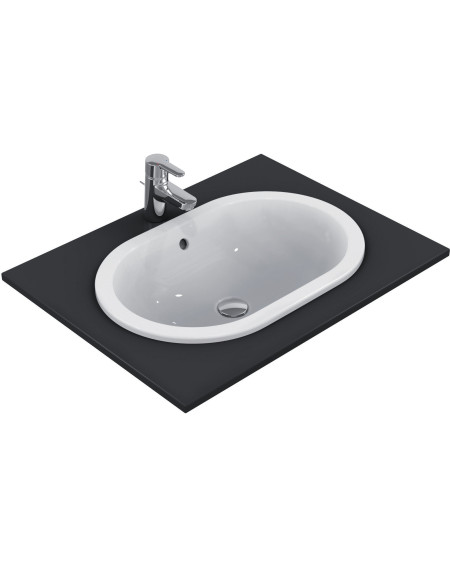 Ideal Standard CONNECT į stalviršį įleidžiamas praustuvas, 62 cm, be skylės maišytuvui, baltos blizgios spalvos