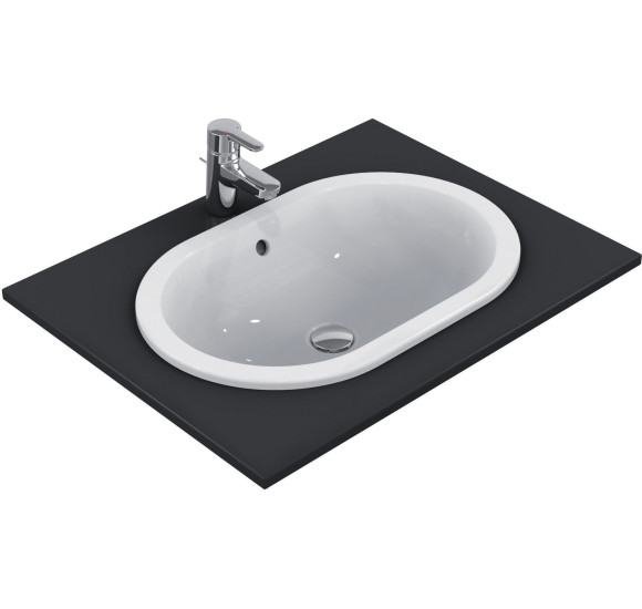 Ideal Standard CONNECT į stalviršį įleidžiamas praustuvas, 62 cm, be skylės maišytuvui, baltos blizgios spalvos