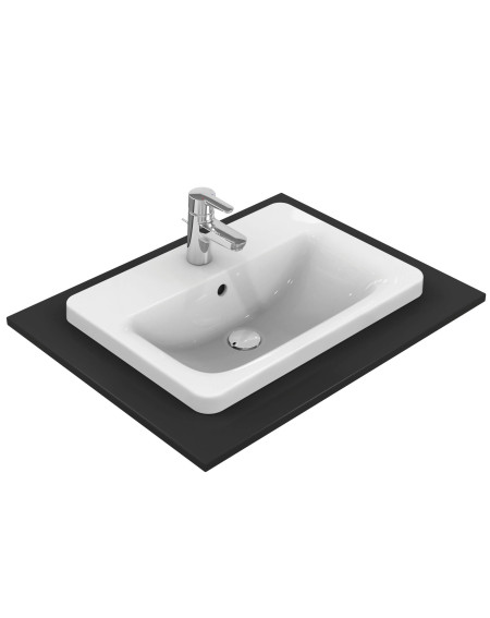 Ideal Standard CONNECT į stalviršį įleidžiamas praustuvas, 58 cm, su skyle maišytuvui, baltos blizgios spalvos