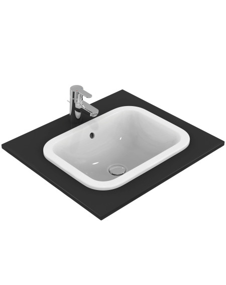 Ideal Standard CONNECT į stalviršį įleidžiamas praustuvas, 50 cm, be skylės maišytuvui, baltos blizgios spalvos