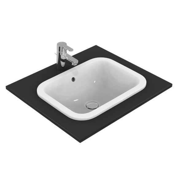 Ideal Standard CONNECT į stalviršį įleidžiamas praustuvas, 50 cm, be skylės maišytuvui, baltos blizgios spalvos