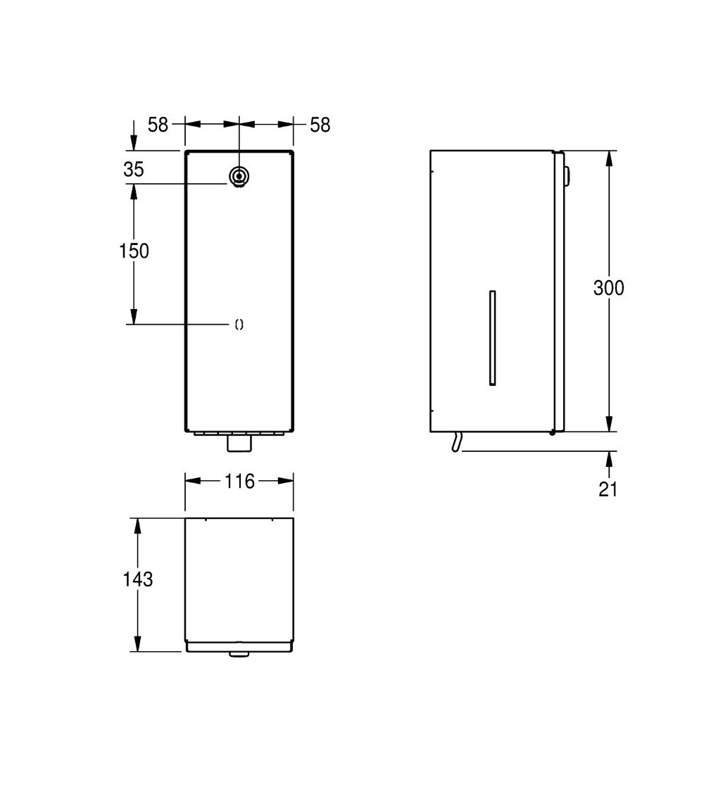 KWC Rodan muilo dozatorius iš nerūdijančio plieno, 800ml talpos, matinis