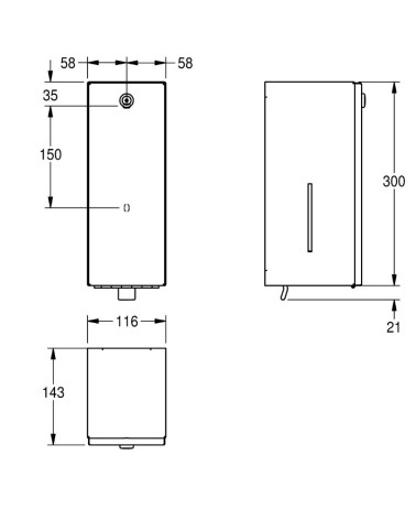 KWC Rodan muilo dozatorius iš nerūdijančio plieno, 800ml talpos, matinis