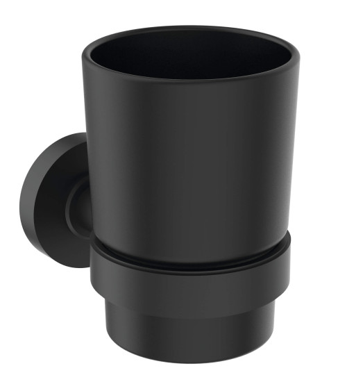 Ideal Standard Iom stiklinė su laikikliu, tvirtinama prie sienos, juodos matinės spalvos