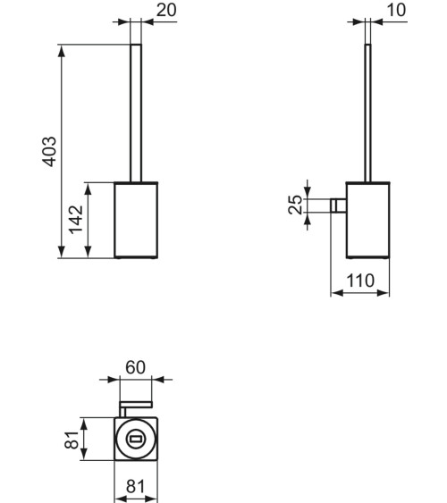 Ideal Standard Conca WC šepečio komplektas, tvirtinamas prie sienos (pasirenkama spalva)