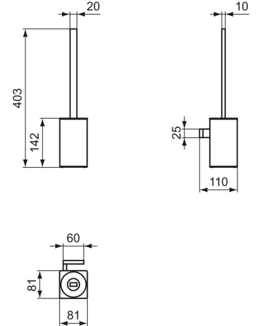 Ideal Standard Conca WC šepečio komplektas, tvirtinamas prie sienos (pasirenkama spalva)