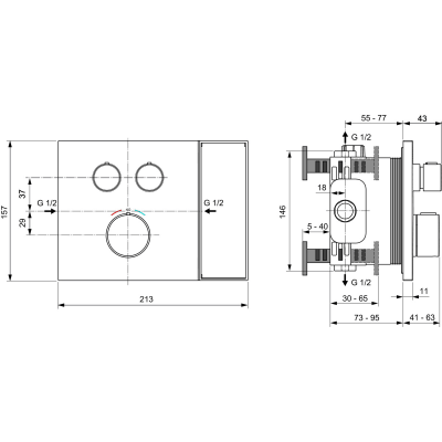 Ideal Standard CeraTherm Navigo Solos potinkinis termostatinis dušo maišytuvas, pasirinkite spalvą
