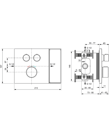 Ideal Standard CeraTherm Navigo Solos potinkinis termostatinis dušo maišytuvas, pasirinkite spalvą