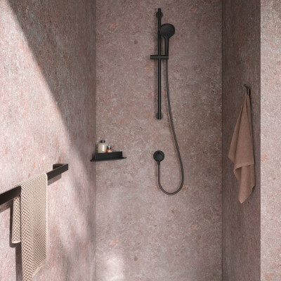 Keuco Aveno kampinė dušo lentynėlė su stiklo valytuvu, klijuojama prie sienos (pasirenkama spalva)