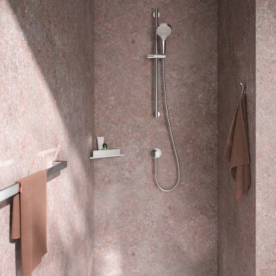 Keuco Aveno kampinė dušo lentynėlė su stiklo valytuvu, klijuojama prie sienos (pasirenkama spalva)