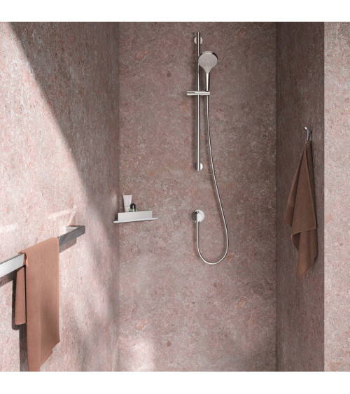 Keuco Aveno kampinė dušo lentynėlė su stiklo valytuvu, klijuojama prie sienos (pasirenkama spalva)