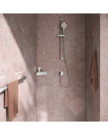 Keuco Aveno kampinė dušo lentynėlė su stiklo valytuvu, klijuojama prie sienos (pasirenkama spalva)