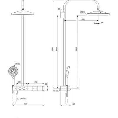 Ideal Standard Ceratherm Solos termostatinė dušo sistema su XXL lentynėle, pasirinkite spalvą